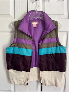 OP Colorblock Vest in Purple, Teal, Olive, Plum & Cream